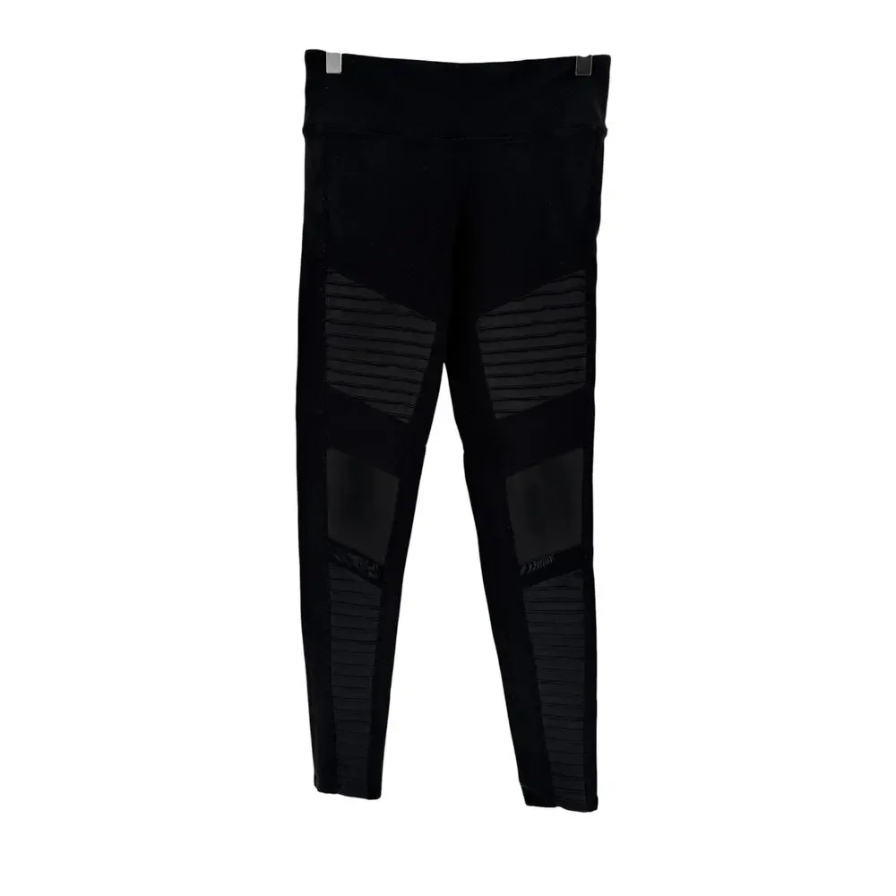 ALO Leggings Size S Black Ribbed Workout Activewear Athetic
